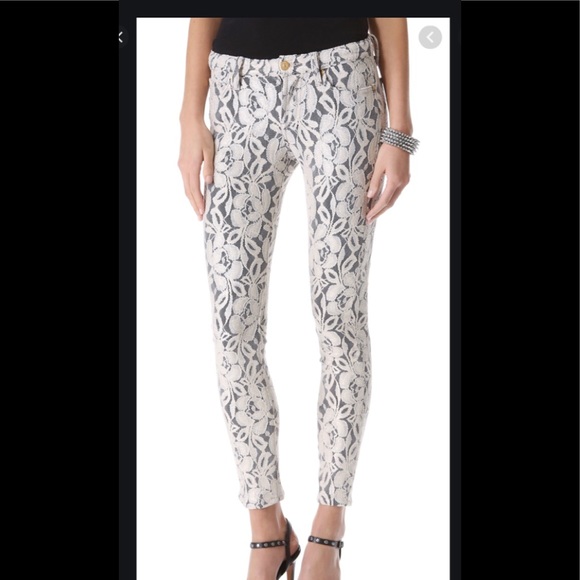 7 For All Mankind Lace Shimmered Skinny Jeans NWT - Picture 1 of 6